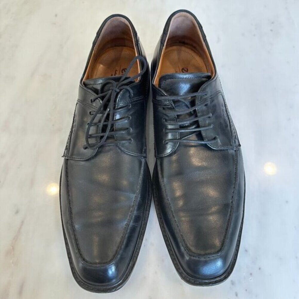 ECCO Men's New Jersey Lace Oxfords Black Leather Business Career Dress Shoes‎ 45